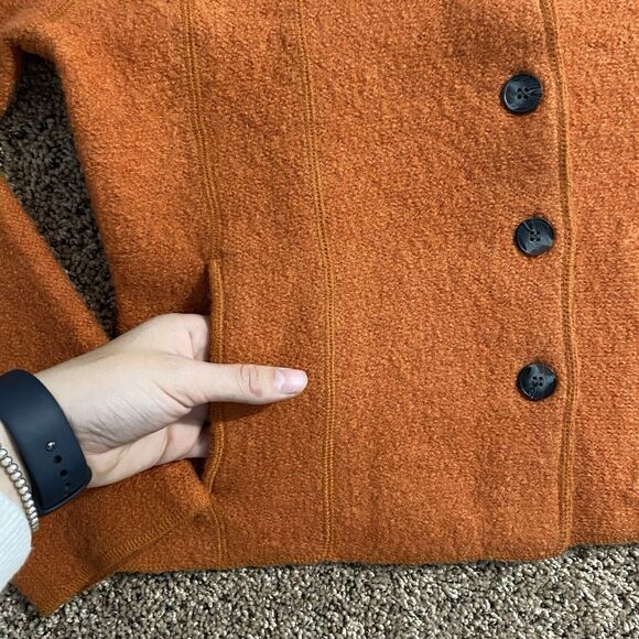 Vintage Herman Geist Wool Sweater Womens Medium Cardigan Jacket Coat Orange 90s - Picture 4 of 7